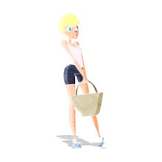 cartoon attractive woman shopping