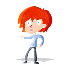 cartoon surprised woman pointing