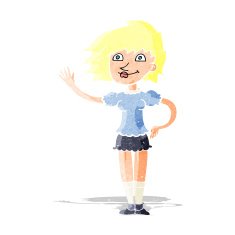 Cartoon Woman Waving N4