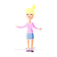 cartoon woman shrugging shoulders N8
