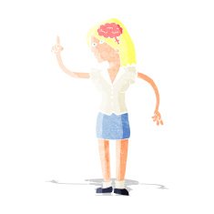 cartoon woman with clever idea