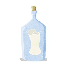 cartoon letter in bottle