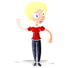 Cartoon Woman Waving N5