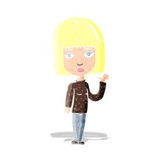Cartoon Woman Waving N6