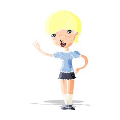 Cartoon Girl Waving N4