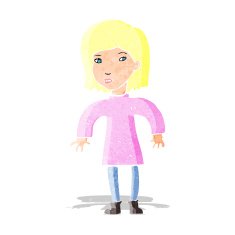 cartoon cautious woman