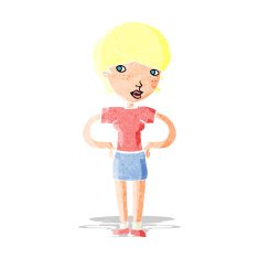 cartoon woman with hands on hips