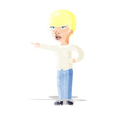 cartoon woman pointing finger of blame