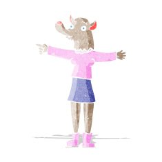 cartoon pointing werewolf woman