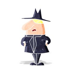 cartoon man in coat and hat
