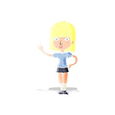 Cartoon Woman Waving N8