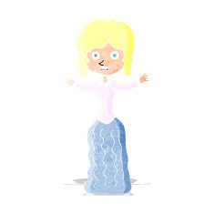 cartoon worried victorian woman