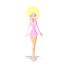 cartoon woman in short dress