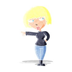 cartoon annoyed woman pointing