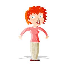 cartoon woman shrugging shoulders N11