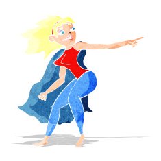 cartoon superhero woman pointing