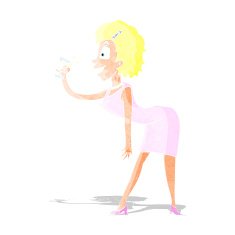 cartoon woman with drink