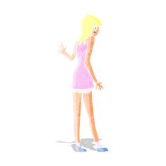 Cartoon Woman Waving N9