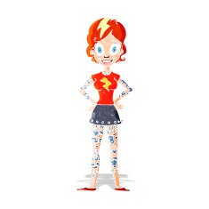 cartoon woman with heavy tattoos