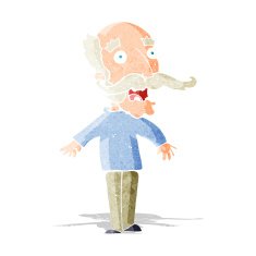 cartoon old man gasping in surprise