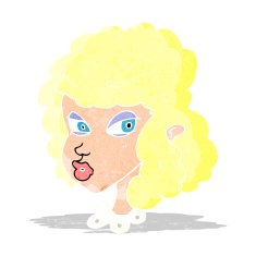 cartoon suspicious woman