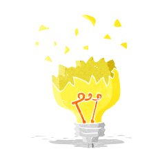 cartoon light bulb exploding