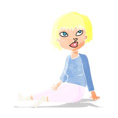 cartoon woman sitting on floor