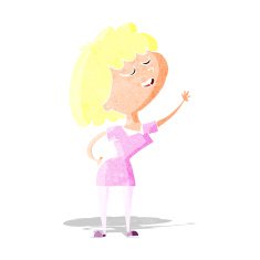 cartoon happy woman about to speak