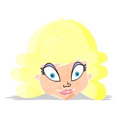 cartoon happy female face N11