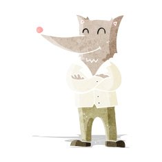 cartoon wolf in shirt