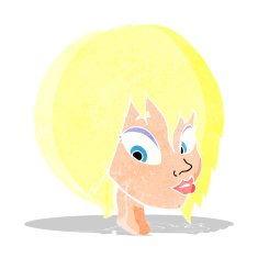 cartoon pretty female face pouting N2