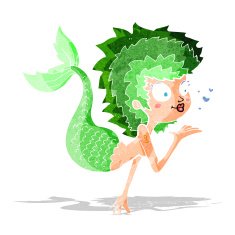 cartoon mermaid blowing a kiss