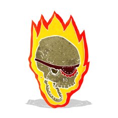 cartoon flaming pirate skull N2