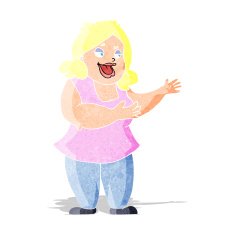 cartoon happy fat woman