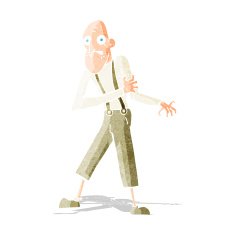 cartoon old man having heart attack