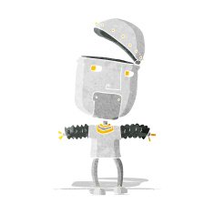 funny cartoon robot with open head
