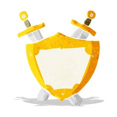 cartoon shield and swords