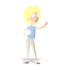 Cartoon Woman Waving N10