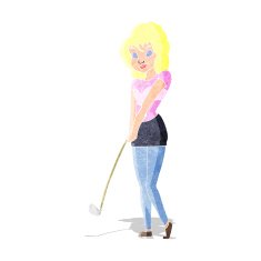 Cartoon Woman Playing Golf N4