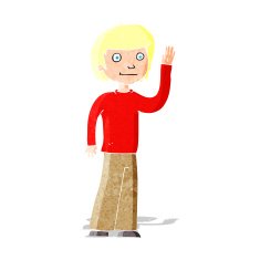 cartoon friendly boy waving