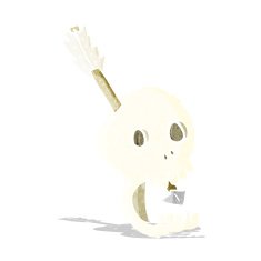 funny cartoon skull and arrow