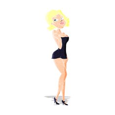 cartoon attractive woman in short dress