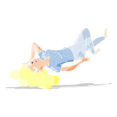 cartoon woman lying on floor N2