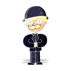 cartoon man in bowler hat N10