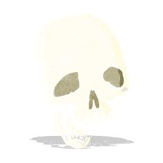cartoon ancient spooky skull