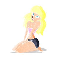 cartoon woman in skimpy clothing