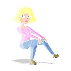 cartoon happywoman sitting