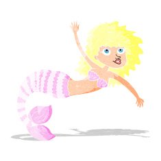cartoon pretty mermaid waving