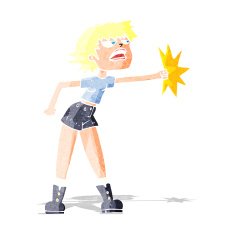 cartoon woman punching
