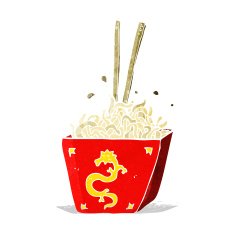 cartoon noodles in box